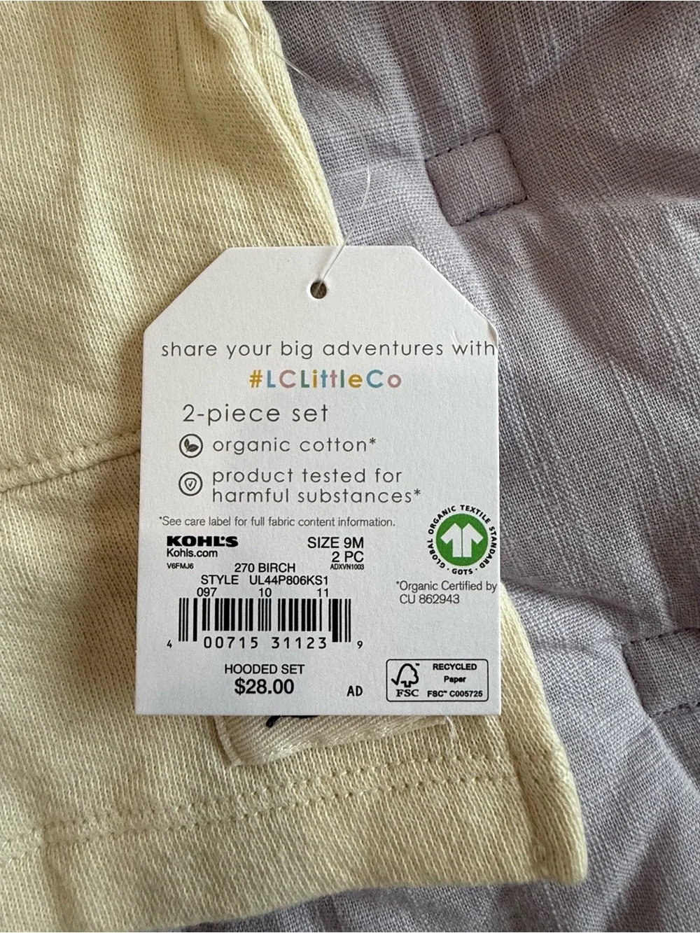 NWT Little Co. Lauren Conrad Hooded Baby Sweatshirt & Pants Set